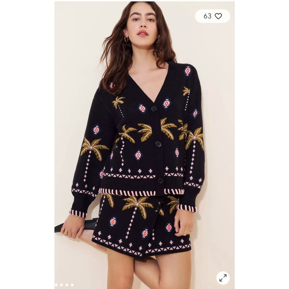 NEVER FULLY DRESSED| Tropical HAVANA KNIT Wrap SKIRT $198 retail Med EUC - Picture 3 of 8